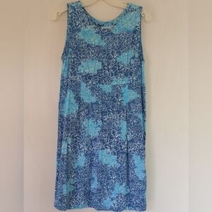 Floral Blue Sleeveless Dress